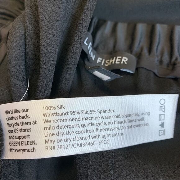 Eileen Fisher Women's Silk Charmeuse Drawstring Ankle Pants Black Sz S - Picture 7 of 12